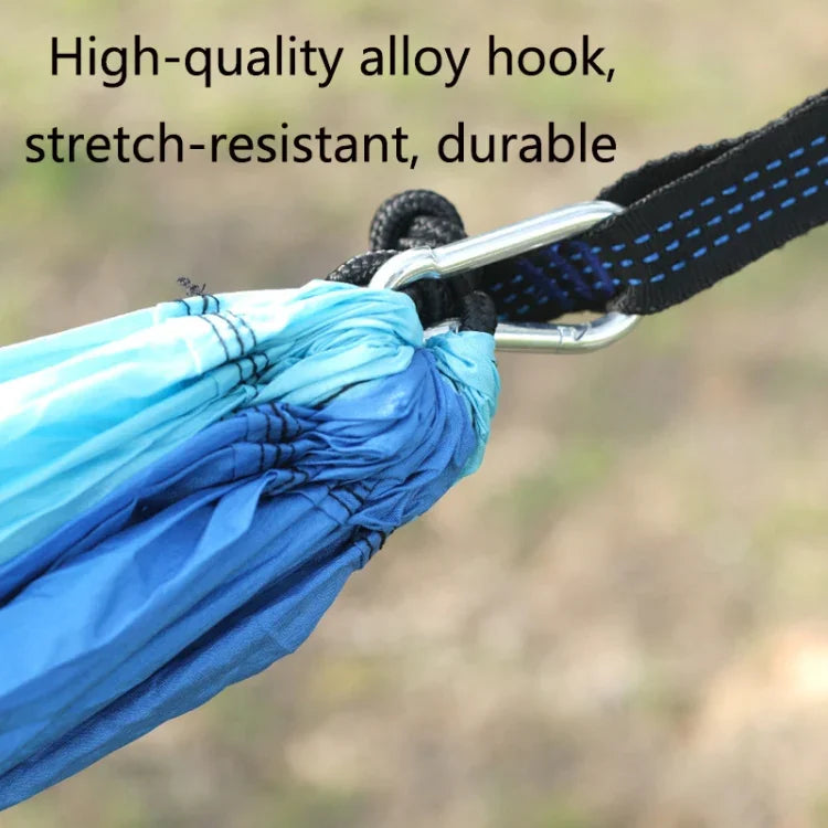Outdoor Hammock Nylon Parachute Cloth Travel Camping Swing, Style:, 2.7m x 1.4m (Black+Gray), 3m x 2m (Black+Gray), 2.7m x 1.4m (Black+Red), 3m x 2m (Black+Red), 2.7m x 1.4m (Red+Sky Blue), 3m x 2m (Red+Sky Blue), 2.7m x 1.4m (Royal Blue+Dark Gray)    ...