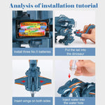 Electric Mechanical Dinosaur Toy Simulation Animal Toy Multifunctional Sound And Light Toy, Style:, Spray-Blue, Spray-Dark Black, No Spray-Gray, No Spray-Green