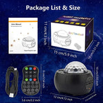 DQ-M3 LED Rotating Starry Sky Light Bluetooth Music Planets Ocean Projector Support TF Card,Style:, USB + Bluetooth, Battery + Bluetooth