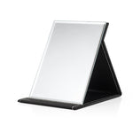 Folding Portable High-definition Makeup Mirror PU Leather Desktop Vanity Mirror,Size: Medium (Pink), Extra Large (Black), Extra Large (White), Large (Black), Medium (Black)