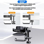 Rotating Cup Holder Headphone Holder Internet Cafe Monitor Headphone Hanger, Black, Moonlight Silver