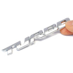 8 PCS Car Alloy Modified Turbocharged TURBO Metal Car Sticker Sports Body Sticker Car Tail Label Side Decoration Sticker, Large 12 X 1.4cm, Small 10 X 1cm