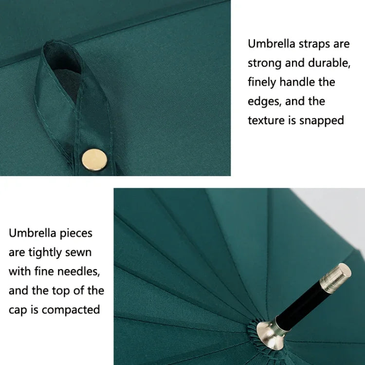 16 Bone Plain Straight Umbrella Small Fresh Long Handle Umbrella, High Indigo, Grapefruit Pink, Matcha Green, Orange, Apricot, Dark Blue, Mint Green, Charm Blue, Ginger, Red Wine, Violet, Classic Black, Vanilla Green, Wood Handle High Indigo