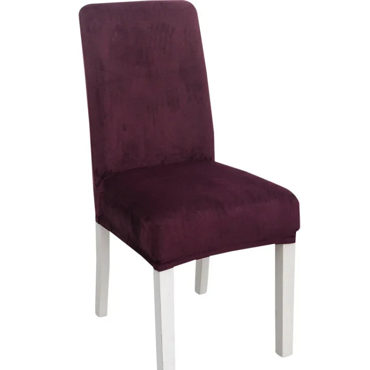 Simple Soft High Elastic Thickening Velvet Semi-Interior Chair Cover Hotel Chair Cover, Coffee Gray, Yellow Green, Wine Red, Navy, Black, Dark Green, White, Peacock Blue, Light Gray, Carbon Gray, Camel, Royal Blue, Beige, Grape Purple, Red, Orange     ...