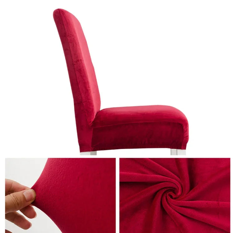 Simple Soft High Elastic Thickening Velvet Semi-Interior Chair Cover Hotel Chair Cover, Coffee Gray, Yellow Green, Wine Red, Navy, Black, Dark Green, White, Peacock Blue, Light Gray, Carbon Gray, Camel, Royal Blue, Beige, Grape Purple, Red, Orange     ...