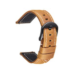 Smart Quick Release Crazy Horse Leather Watch Strap in Light Brown with Black Buckle for Samsung and Huawei