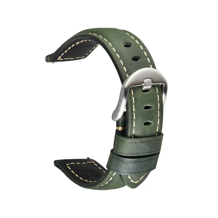 Smart Quick Release Watch Strap Crazy Horse Leather Retro Strap For Samsung Huawei,Size:, 20mm  (Dark Brown Black Buckle), 20mm (Deep Brown Silver Buckle), 20mm (Light Brown Black Buckle), 20mm (Light Brown Silver Buckle), 20mm (Black And Black Buckle)...