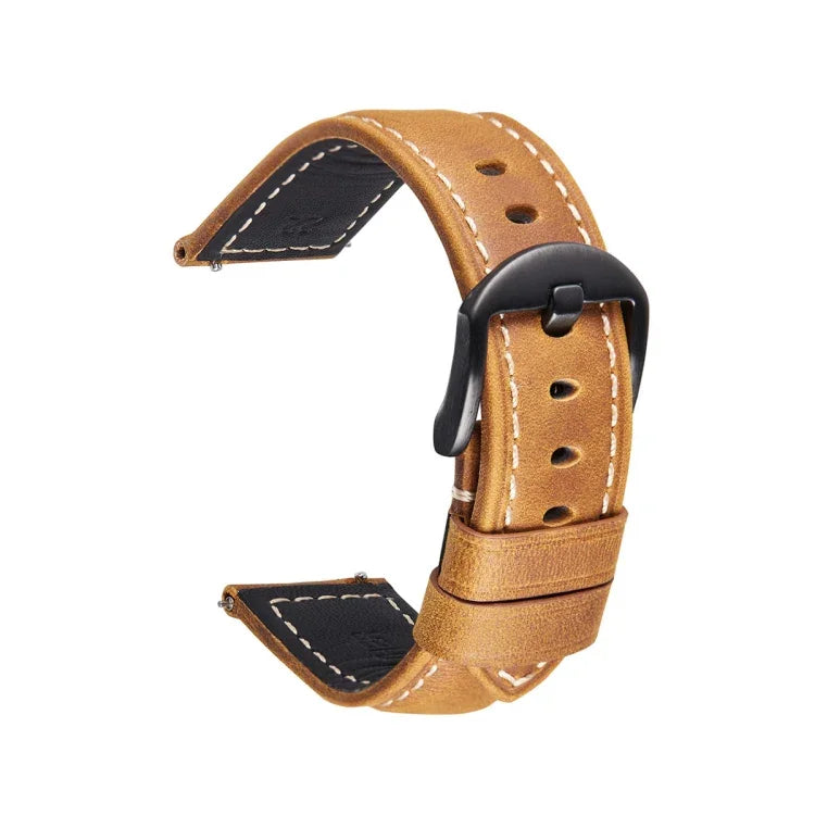 Smart Quick Release Watch Strap Crazy Horse Leather Retro Strap For Samsung Huawei,Size:, 20mm  (Dark Brown Black Buckle), 20mm (Deep Brown Silver Buckle), 20mm (Light Brown Black Buckle), 20mm (Light Brown Silver Buckle), 20mm (Black And Black Buckle)...