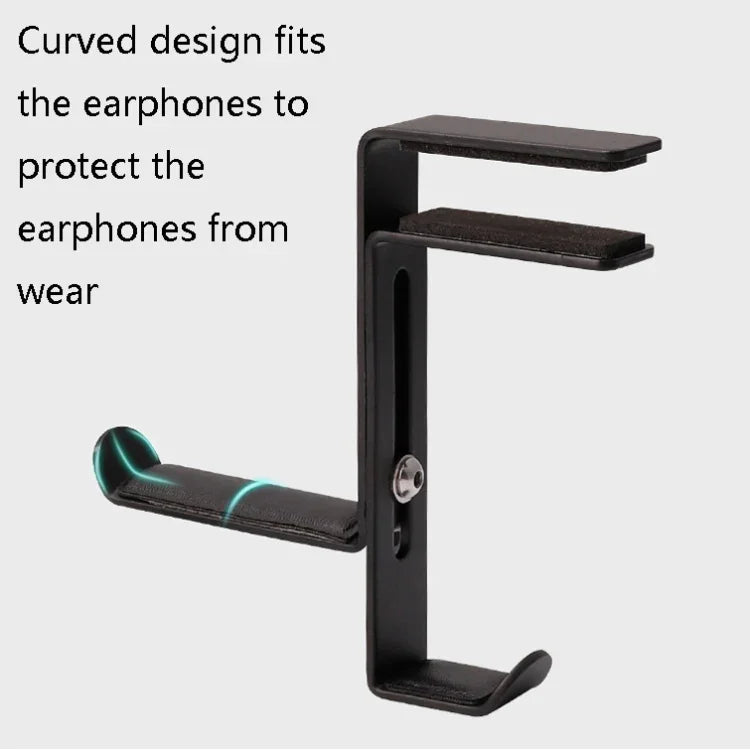 JD039 Metal Clip Earphone Holder Desktop Headset Hook, White, Black