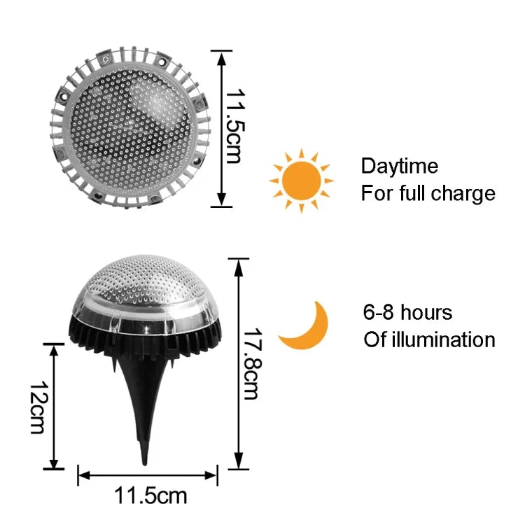 8 LEDs Solar Circular Underground Light Outdoor Waterproof Lawn Stair Light, Light Color:, White Light