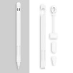2 Sets 4 In 1 Stylus Silicone Protective Cover + Anti-Lost Rope Set For Apple Pencil 1, Jade White, Ink Black, Mint Green, Fresh Pink, Red, Midnight Blue, Business Gray