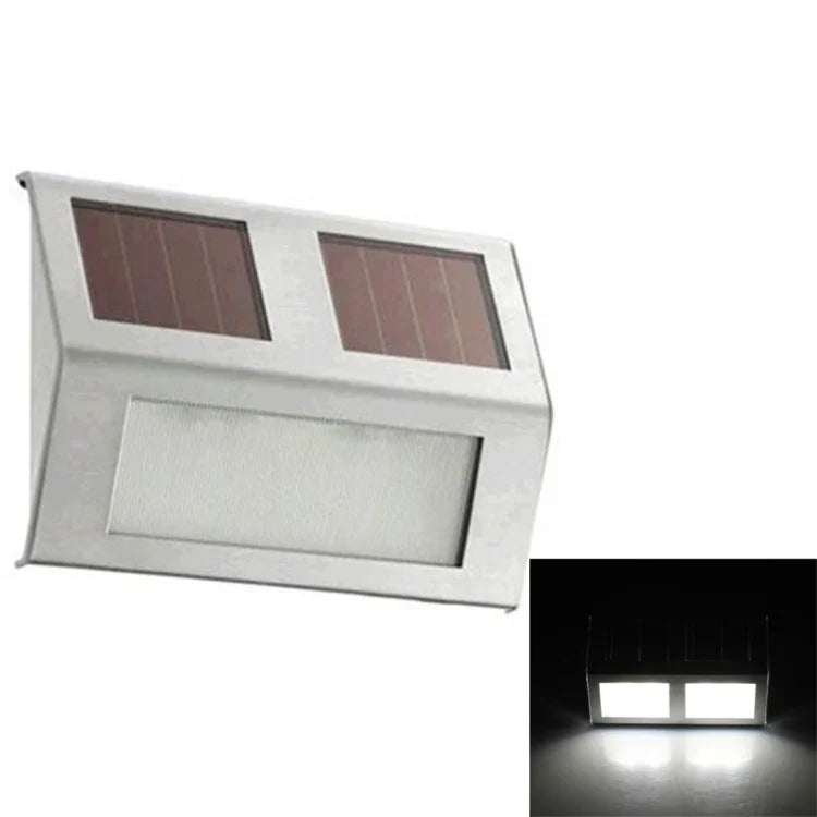 2 LEDs Solar Powered Light Sensor Control IP44 Waterproof LED Wall Lamp Outdoor Patio Yard Pathway Garden Stairs Step Night Security Lighting, White Light, Warm Light