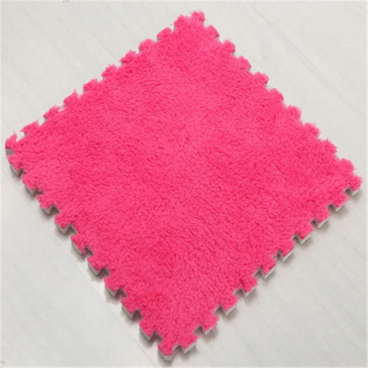 2 PCS Living Room Bedroom Children Kids Soft Carpet Magic Patchwork Jigsaw Splice Heads Climbing Baby Mat 30x30cm, Rose Red, Camel, Purple, Coffee, Blue, Pink, Green, White, Grey