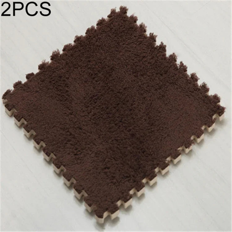 2 PCS Living Room Bedroom Children Kids Soft Carpet Magic Patchwork Jigsaw Splice Heads Climbing Baby Mat 30x30cm, Rose Red, Camel, Purple, Coffee, Blue, Pink, Green, White, Grey