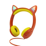 LX-K06 3.5mm Wired Children Learning Luminous Cat Ear Headset, Cable Length: 1.2m, Pink, Purple, Blue, Orange