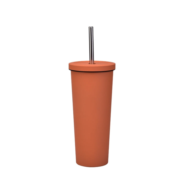 700ml Large Capacity Double Stainless Steel Straw Cup Vacuum Outdoor 304 Insulation Cup Car Water Cup, Khaki, Cinnabar Orange, Lilac Purple, Pink, Glazed Green, Moss Green, Dark Gray, Indigo, Ink Black, Gray Green, Light Pink, Green White, Lake Blue