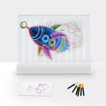 3D Painting Fluorescent Plate LED Shining Puzzle Children Graffiti Panel Handwritten Message Board, Grey, White, Blue, Green, Pink