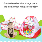 3 in 1 Children Tent Play House Tunnel Foldable Shooting Ocean Ball Pool Toy, Red
