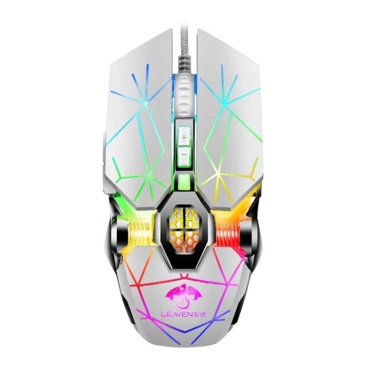 LEAVEN 7 Keys 4000DPI USB Wired Computer Office Luminous RGB Mechanical Gaming Mouse, Cabel Length:1.5m, S30 Black, S30 White, S30 Pink, S10 Black
