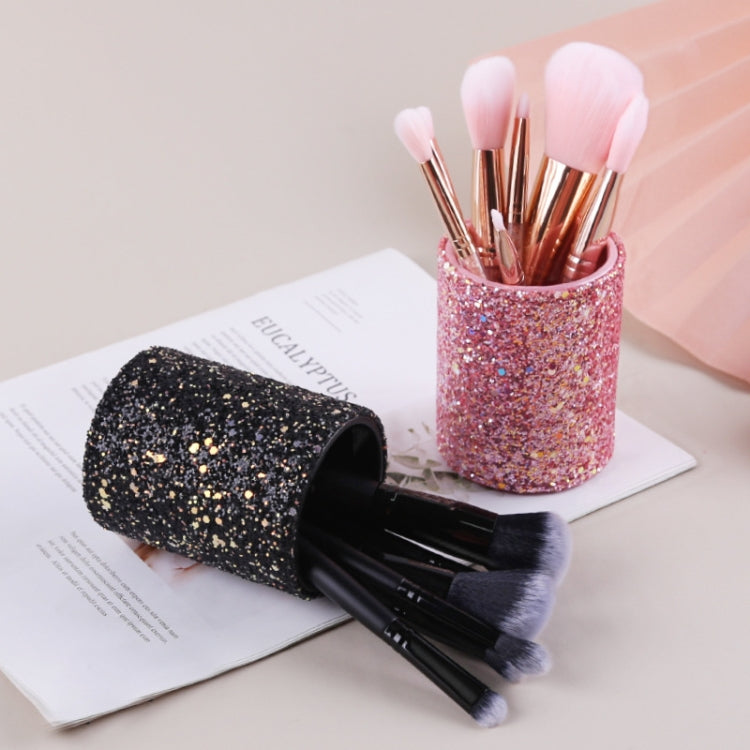 ZOREYA Makeup Tool Storage Box Makeup Brush Dustproof Storage Bucket, Pink, Black