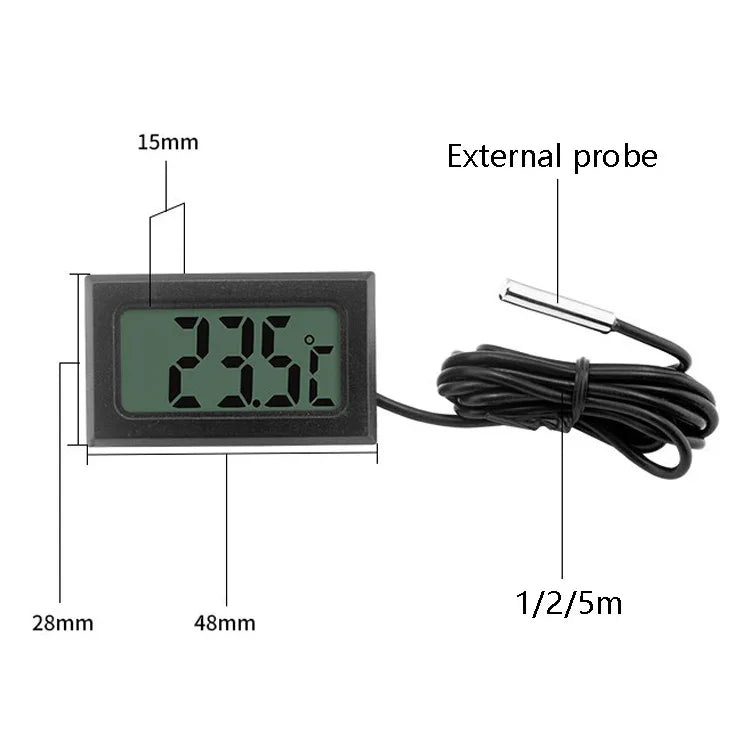 Fish Tank Digital Thermometer Waterproof Probe Electronic Measuring Thermometer, Line Length: 5m (Black), 1m (Black), 1m (White), 2m (Black), 2m (White), 5m (Black)