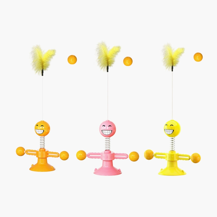 Spring Man Funny Cat Toy Cat Sucker Toy Funny Cat Feather Funny Cat Ball, Yellow, Pink, Brown