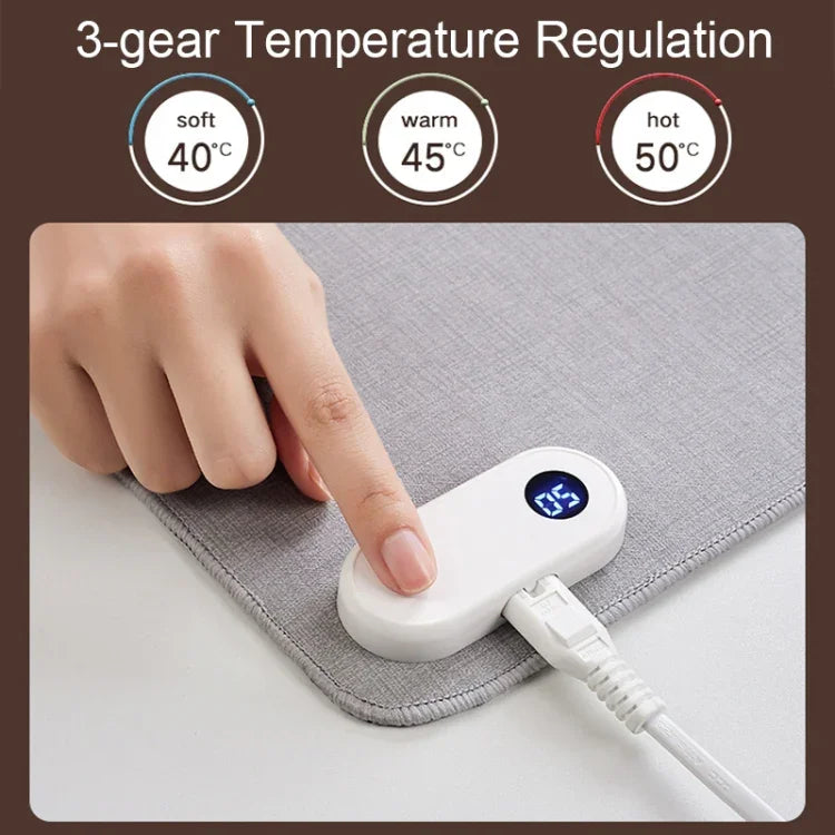 Intelligent Digital Display Timing Heating Mouse Pad Office Desktop Electric Heating Mat, CN Plug, Rabbit 80x33cm, Black 80x33cm, Green 60x36cm, Grey 60x36cm