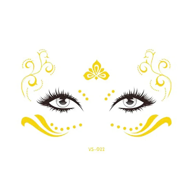 20 PCS Waterproof Bronzing Face Tattoo Stickers Party Masquerade Face Stickers, VS-011, VS-012, VS-013, VS-014, VS-015, VS-016, VS-017, VS-018, VS-019, VS-022, VS-023, VS-024, VS-025, VS-027, VS-028, VS-029, VS-030, VS-031, VS-032, VS-033