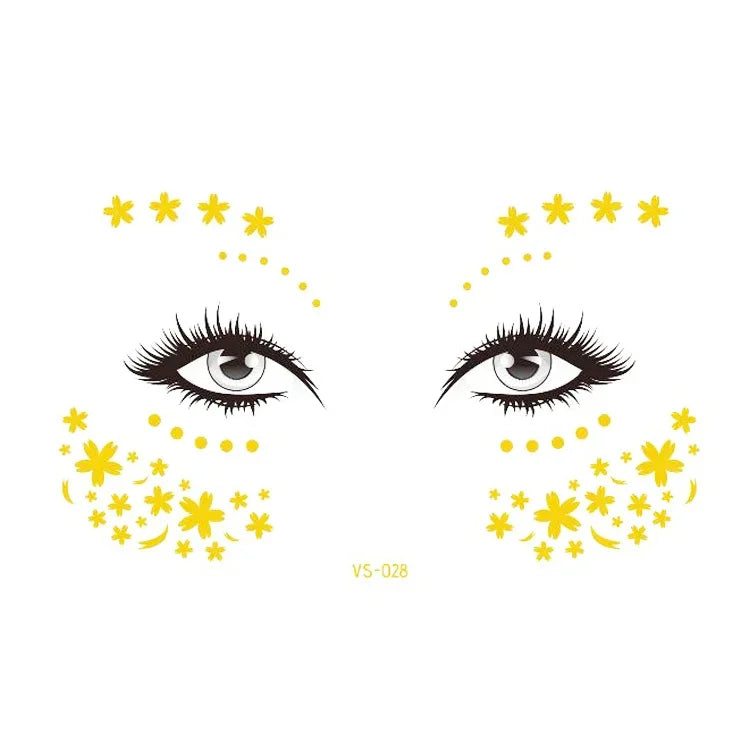 20 PCS Waterproof Bronzing Face Tattoo Stickers Party Masquerade Face Stickers, VS-011, VS-012, VS-013, VS-014, VS-015, VS-016, VS-017, VS-018, VS-019, VS-022, VS-023, VS-024, VS-025, VS-027, VS-028, VS-029, VS-030, VS-031, VS-032, VS-033