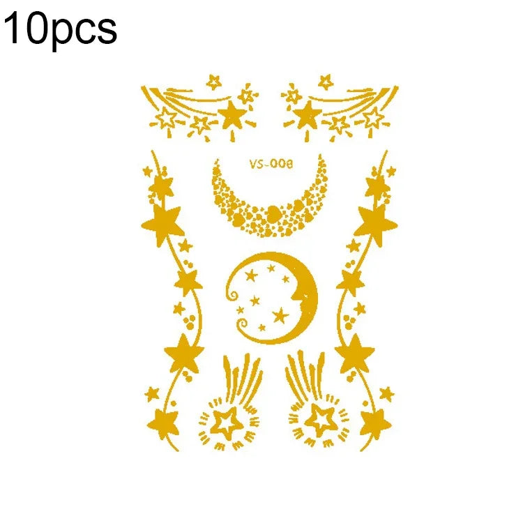 10 PCS Hot Stamping Waterproof Music Festival Face Tattoo Sticker, VS-001, VS-002, VS-003, VS-004, VS-005, VS-006, VS-007, VS-008, VS-009, VS-010