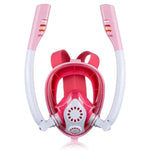 Kids Double Tube Full Dry Silicone Diving  Snorkeling Mask Swimming Glasses, XS