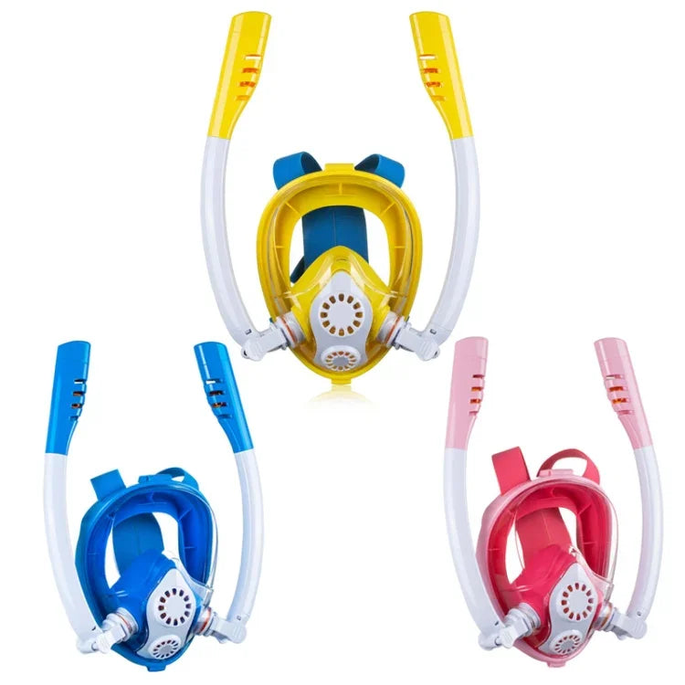Kids Double Tube Full Dry Silicone Diving  Snorkeling Mask Swimming Glasses, XS