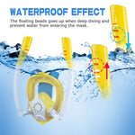 Kids Double Tube Full Dry Silicone Diving  Snorkeling Mask Swimming Glasses, XS