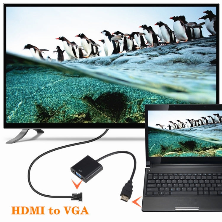ZHQ007 HD 1080P HDMI to VGA Converter, White, Black