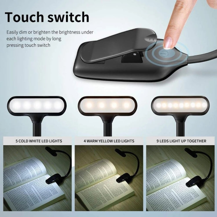 8021 Mini Book Clip Light LED Music Score Eye Protection Reading Lamp, Black, White