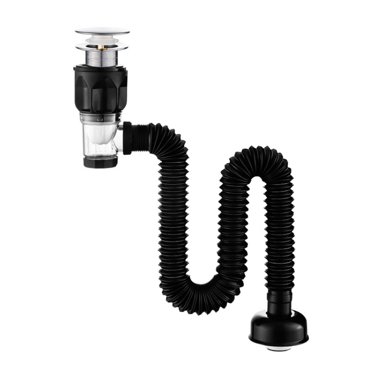 Household Deodorant Washbasin Water Pipe, Style:, A Black Flap With Basket and Overflow, B White Flap With Basket and Overflow, C Black Flap No Basket With Overflow, D White Flap No Basket With Overflow, E Black Flap Without Basket and Overflow        ...