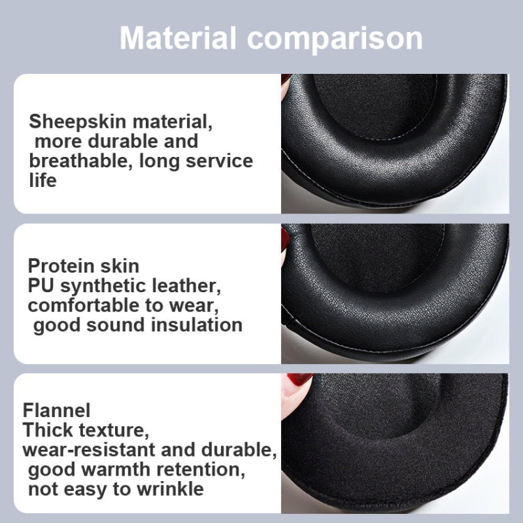 2 PCS  Earmuffs for Audio-Technica AD1000X AD2000X AD900X AD700X,Style:, Black Protein Skin, Black Thickened Protein Skin, Black Flannel, Black Lambskin, Solid Head Beam, Hollow Head Beam