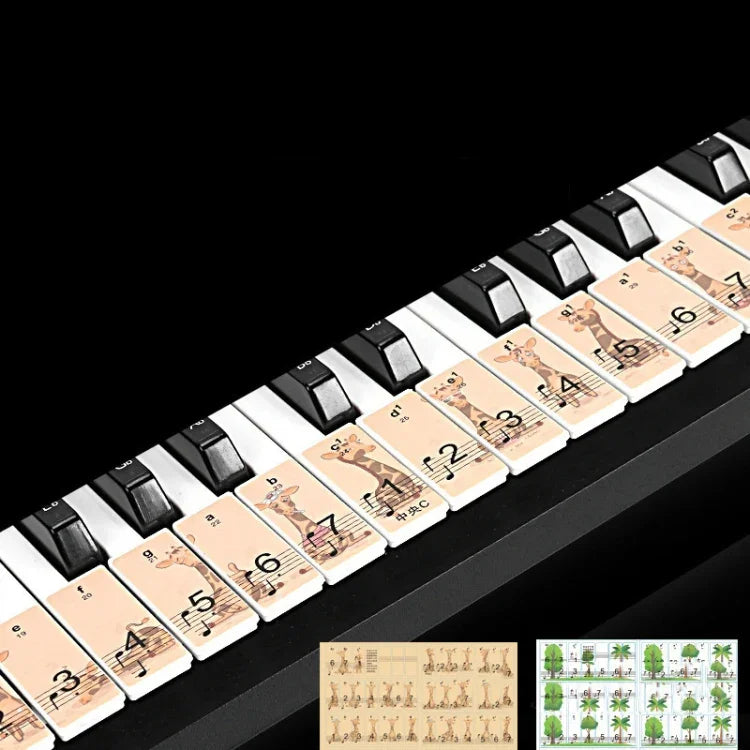 M52 88/76/61/54/49 Keys Piano Keyboard Stickers, Tree, Giraffe