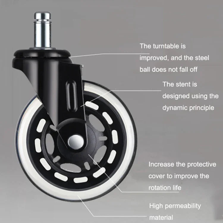 Furniture PU Universal Plug Caster Office Chair Mute Wheel, Size: 3 Inch, 2 Inch, 2.5 Inch, 3 Inch
