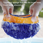 Retractable Curved Rod Soft Fur Car Wash Mop, Curved Rod Yellow Black, Curved Rod Yellow Blue