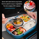 304 Stainless Steel Double-Layer Large-Capacity Portable Lunch Box, Peacock Blue, Lemon Yellow, Ink Pink