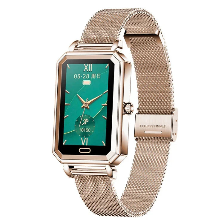 LOANIY HT2 1.28 Inch Heart Rate Detection Pedometer Smart Watch, Gold Steel