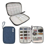 Travel Portable Strap Data Cable Storage Bag, Red, Purple, Grey, Navy Blue, Black