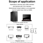 HDMI Female To VGA Male With Audio Adapter Computer Monitor TV Projector Converter, White, Gold, Black