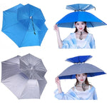 Double-layer Fishing Umbrella Hat Outdoor Sunscreen And Rainproof Folding Umbrella Hat, 95 Blue (Elastic Band), 95 Silver (Elastic Band), 95 Blue (Rubber Sleeve), 95 Silver (Rubber Sleeve), 80 Blue, 80 Camellia, 95 Blue Vinyl (Rubber Sleeve)