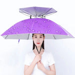 Double-layer Fishing Umbrella Hat Outdoor Sunscreen And Rainproof Folding Umbrella Hat, 95 Blue (Elastic Band), 95 Silver (Elastic Band), 95 Blue (Rubber Sleeve), 95 Silver (Rubber Sleeve), 80 Blue, 80 Camellia, 95 Blue Vinyl (Rubber Sleeve)