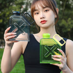 Square Fitness Sports Large Capacity Plastic Water Cup with Handle, Square Red, Square Purple, Square Blue, Square Black