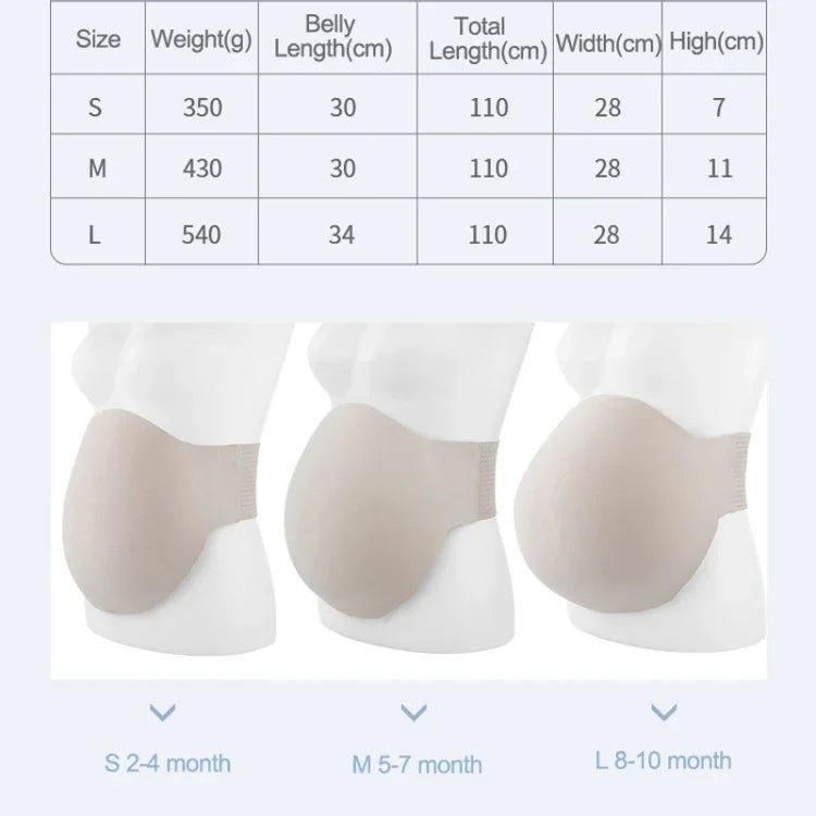 Memory Foam Pregnant Women Props Lightweight Breathable Simulation Fake Belly, S, M, L