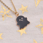 Halloween Jewelry Alloy Ghost Earrings Necklace, Ghost White, Ghost Black