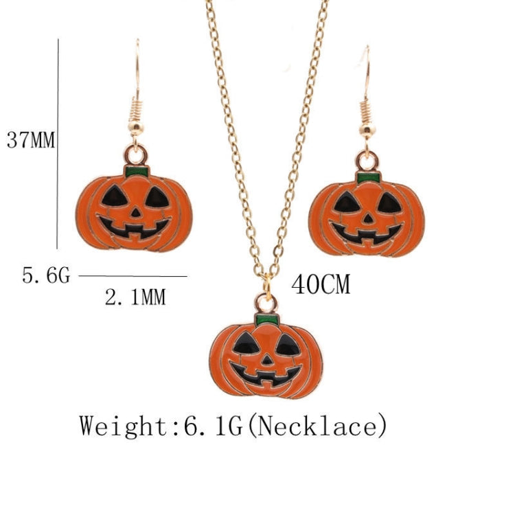 2 Sets Halloween Ghost Pumpkin Pendant Necklace Ears Personality Jewelry, Pumpkin